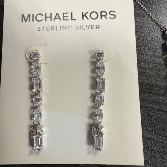 Michael Kors Sterling Silver Necklace and earrings Matching Set - Picture 2 of 5